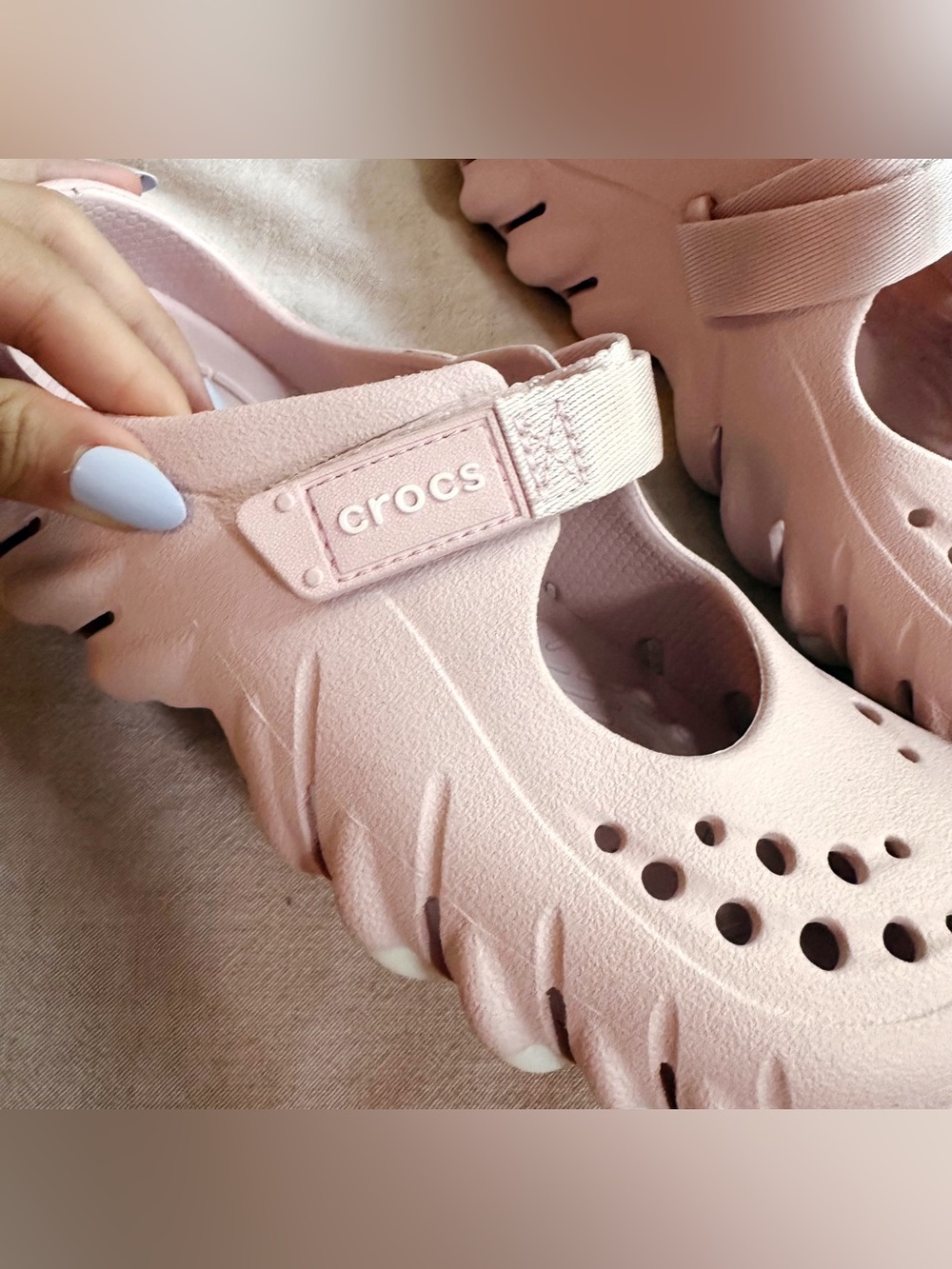 Crocs Echo Mary Jane clogs slides in pink and white cotton candy women’s 7 - Picture 9 of 13
